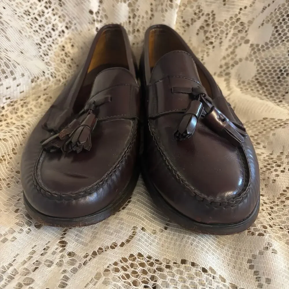 Cole Haan Men's US 11 Burgundy Pinch Tassel Loafers Shoes